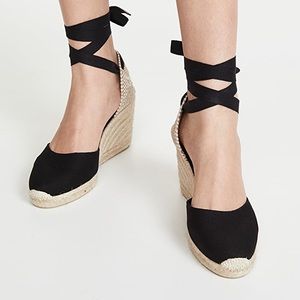 Castañer Black Carina 60 Wedge Espadrilles